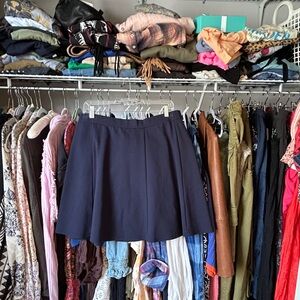 Anne Taylor LOFT Blue Pleated Skater Skirt